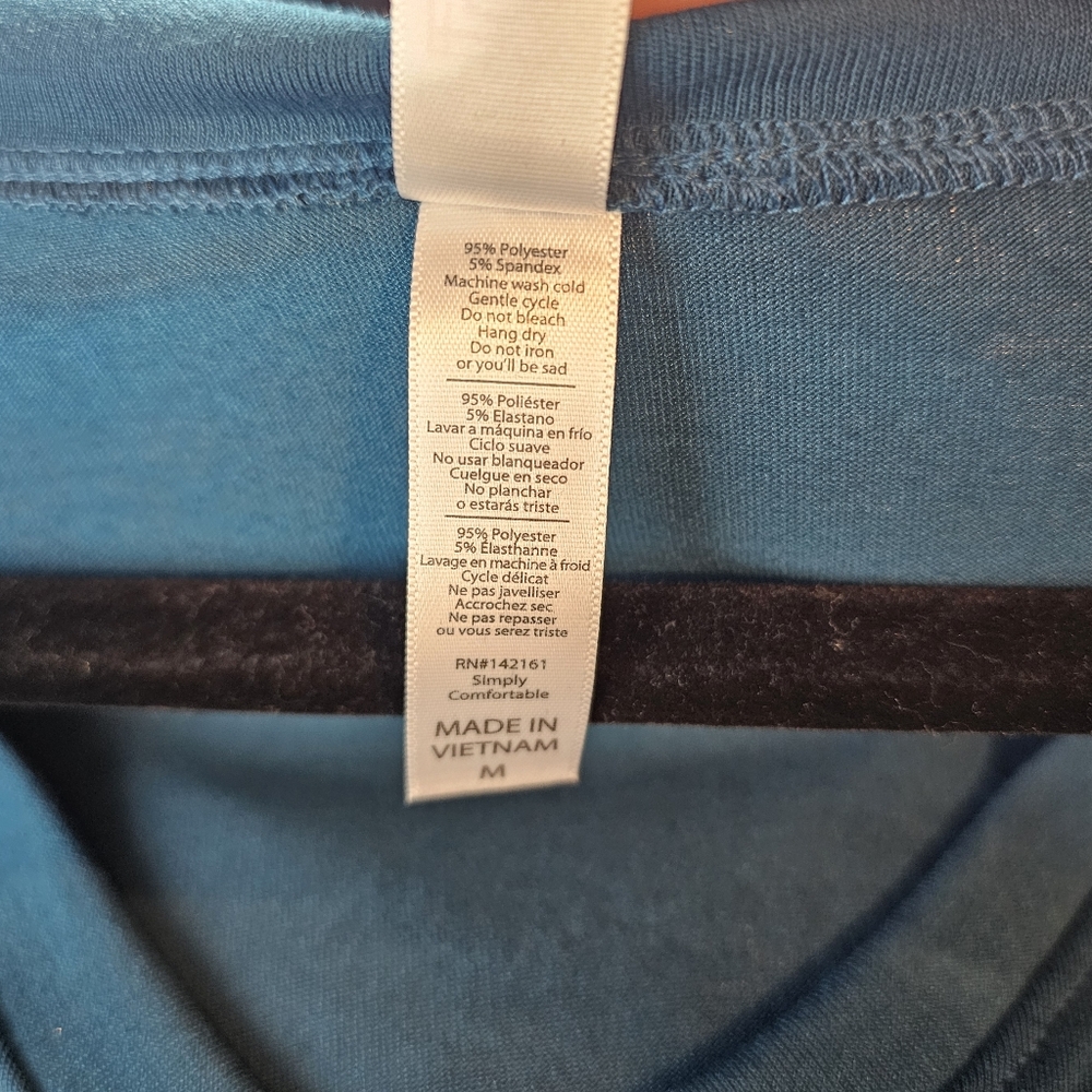 Azure Blue V-Neck Tee Shirt - LuLaRoe Christy Tee - Picture 3 of 6